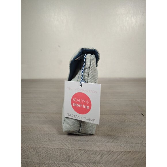 Tartan + Twine Denim Chevron Quilted Beauty Travel Organizer Makeup Bag NEW - Picture 6 of 7